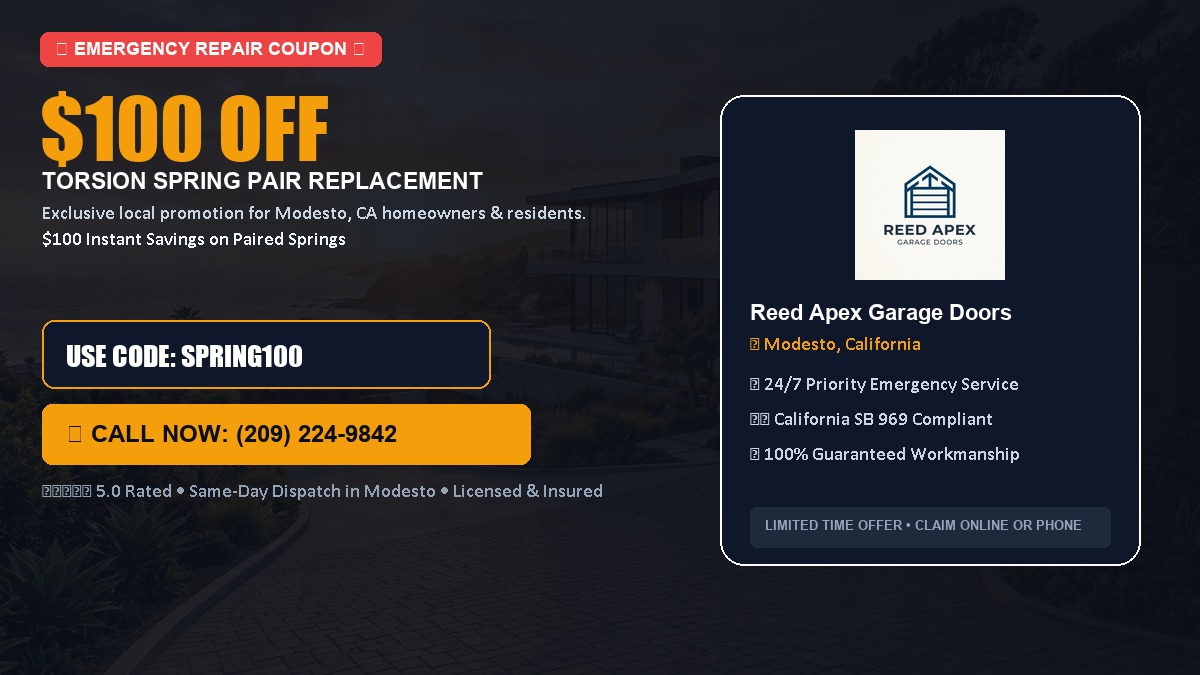 $100 OFF Heavy-Duty Torsion Spring Pair Replacement in Modesto, CA